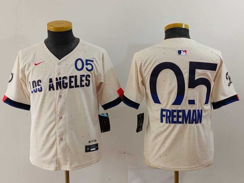 Youth Los Angeles Dodgers #5 Freddie Freeman Cream 2024 City Connect Limited Jersey->mlb youth jerseys->MLB Jersey